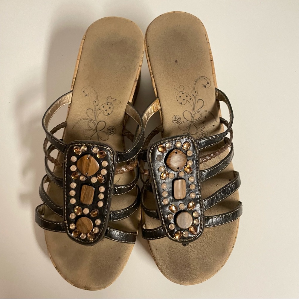 Cork platform wedge sandals size 9